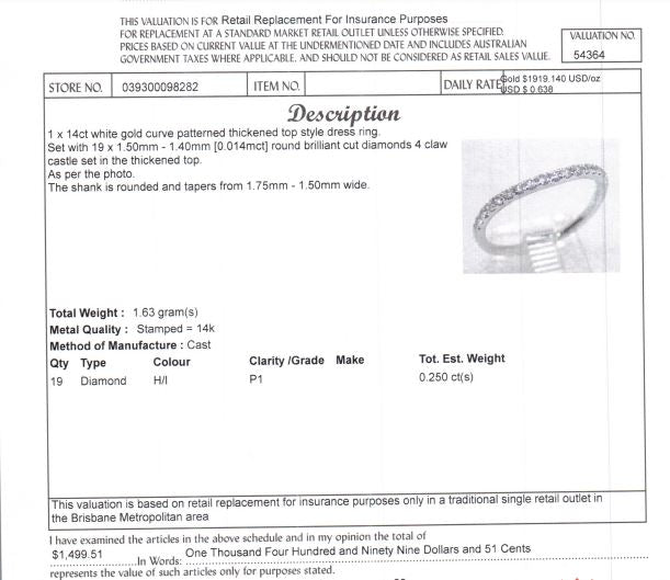 REDUCED! 14CT WHITE GOLD CURVED PATTERN DIAMOND DRESS RING VALUED @ $1499