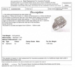 9CT WHITE GOLD THICKENED TOP STYLE DIAMOND DRESS RING VALUED @ $2799