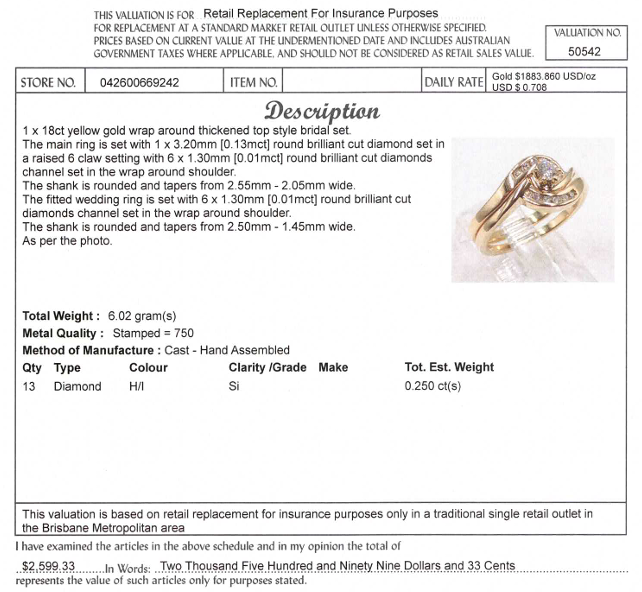 18CT YELLOW GOLD WRAP AROUND STYLE DIAMOND BRIDAL SET VALUED @ $2599