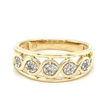 CLEARANCE! 9ct YELLOW GOLD DIAMOND SET MINI CLUSTER STYLE DRESS RING