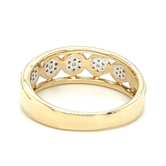 CLEARANCE! 9ct YELLOW GOLD DIAMOND SET MINI CLUSTER STYLE DRESS RING