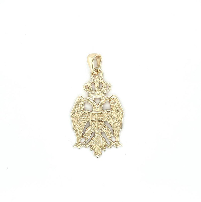 9CT YELLOW GOLD SERBIAN CREST PENDANT