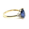 9ct YELLOW GOLD CREATED SAPPHIRE & DIAMOND DRESS RING