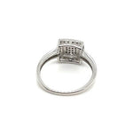 9ct WHITE GOLD SQUARE-SET CLUSTER DIAMOND DRESS RING