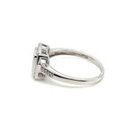 9ct WHITE GOLD SQUARE-SET CLUSTER DIAMOND DRESS RING