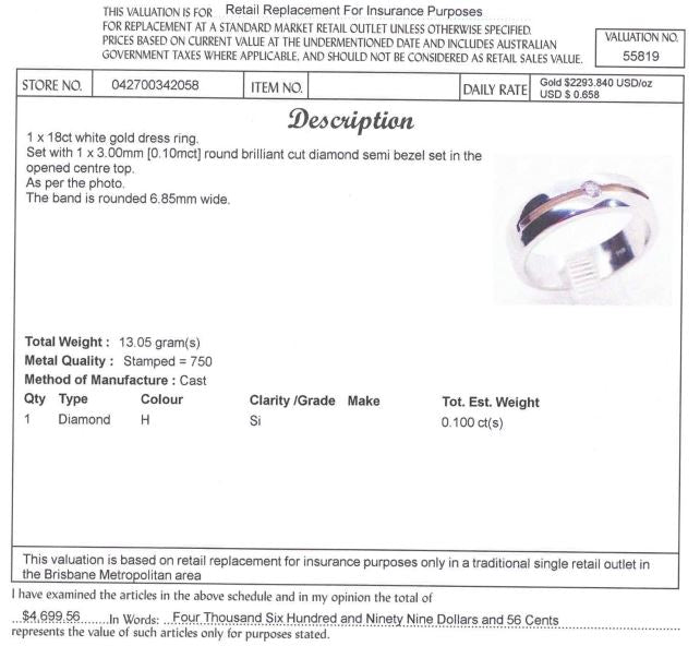 18CT WHITE GOLD MENS DIAMOND DRESS RING VALUED @ $4699