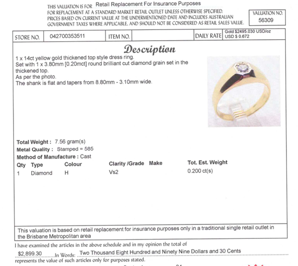 14CT YELLOW GOLD THICKENED TOP DIAMOND DRESS RING VALUED @ $2899