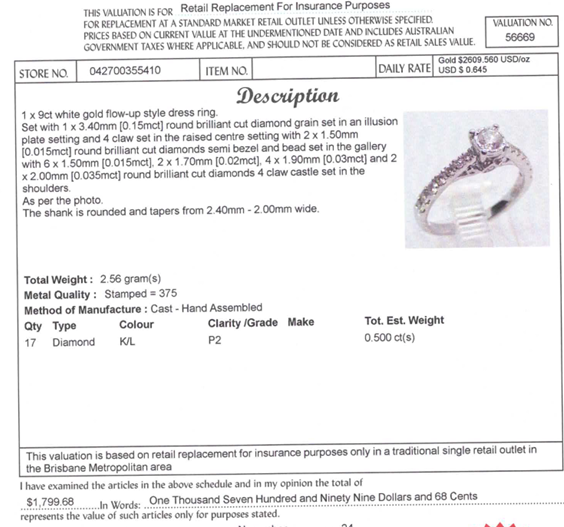 9CT WHITE GOLD FLOW UP STYLE DIAMOND DRESS RING VALUED @ $1799