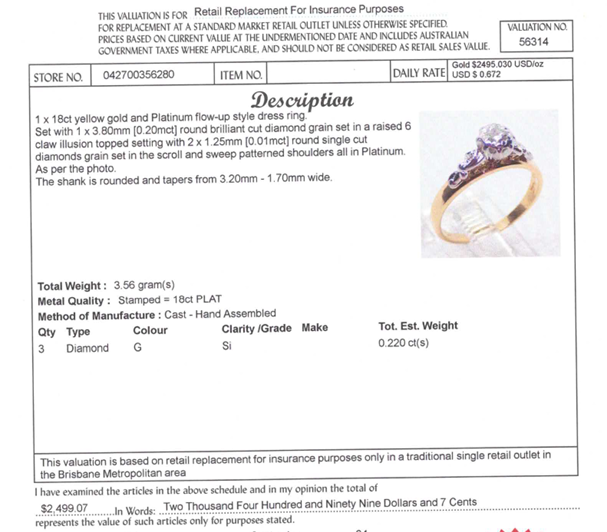 18CT YELLOW GOLD & PLATINUM DIAMOND DRESS RING VALUED @ $2499