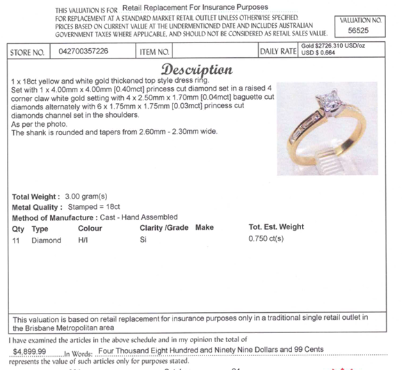 18CT YELLOW & WHITE GOLD THICKENED TOP STYLE DIAMOND DRESS RING VALUED @ $4899