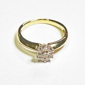 9ct YELLOW GOLD DIAMOND CLUSTER DRESS RING TDW: 0.15ct