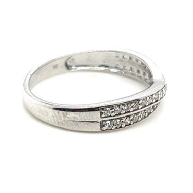 9ct WHITE GOLD DIAMOND CROSSOVER DRESS RING TDW: 0.20ct