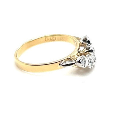 9ct YELLOW & WHITE GOLD CURVED DIAMOND RING TDW: 0.15ct