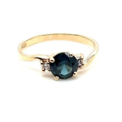 9ct YELLOW GOLD AUSTRALIAN SAPPHIRE & DIAMOND DRESS RING