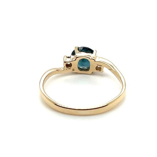 9ct YELLOW GOLD AUSTRALIAN SAPPHIRE & DIAMOND DRESS RING