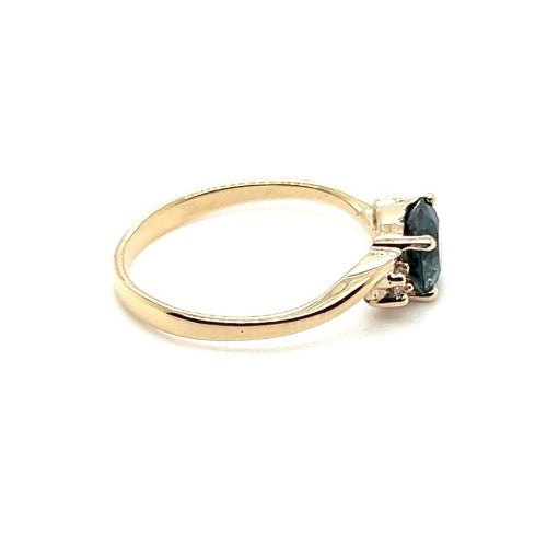 9ct YELLOW GOLD AUSTRALIAN SAPPHIRE & DIAMOND DRESS RING