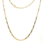 18CT YELLOW GOLD 60CM 3+1 FIGARO LINK CHAIN