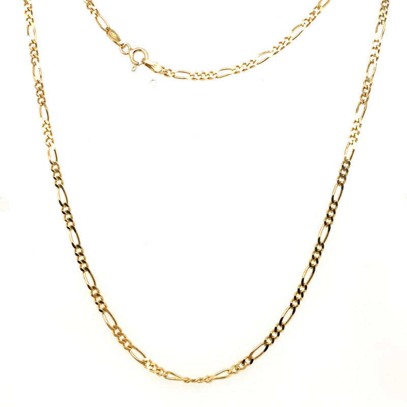 18CT YELLOW GOLD 60CM 3+1 FIGARO LINK CHAIN