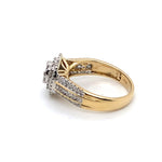 9CT YELLOW & WHITE GOLD FLOW UP STYLE DIAMOND DRESS RING VALUED @ $2999