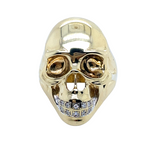 9CT YELLOW GOLD DIAMOND SKULL RING VALUED @ $3299