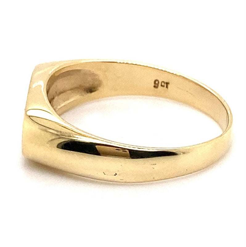 9CT YELLOW GOLD MENS DIAMOND SIGNET RING TW 6.6g