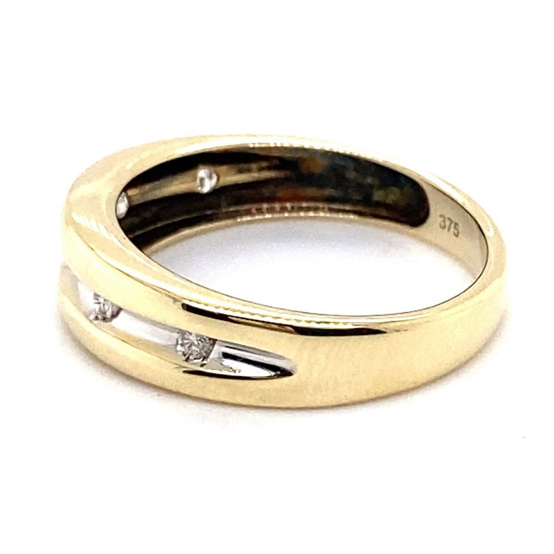 9CT YELLOW GOLD  CHANNEL SET DIAMONDS IN MENS DRESS RING TW2.4g