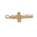 9CT YELLOW & WHITE GOLD DIAMOND CROSS PENDANT