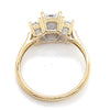 14CT YELLOW GOLD CUBIC ZIRCONIAS SET IN RAISED TRILOGY STYLE DRESS RING