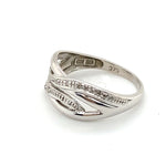 9CT WHITE GOLD DIAMONDS SET IN CROSS OVER PATTERN DRESS RING