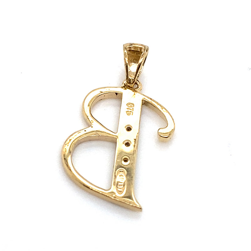 9CT YELLOW GOLD DIAMONDS SET IN LETTER "B" PENDANT