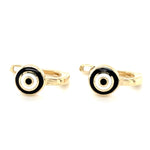 14ct YELLOW GOLD ENAMEL EVIL EYE HOOP EARRINGS