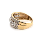 9CT YELLOW & WHITE GOLD THICKENED TOP DIAMOND DRESS RING VALUED @ $2099