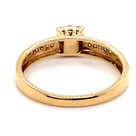 9CT YELLOW GOLD DIAMONDS SET IN RAISED SETTING AND SHOULDERS OF DRESS RING