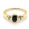 9CT YELLOW GOLD BEZEL SET SAPPHIRE & DIAMOND DRESS RING