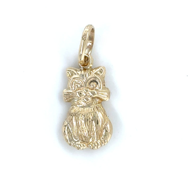 9ct YELLOW GOLD CAT PENDANT