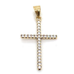 9CT YELLOW GOLD CUBIC ZIRCONIAS CLAW SET IN CROSS PENDANT