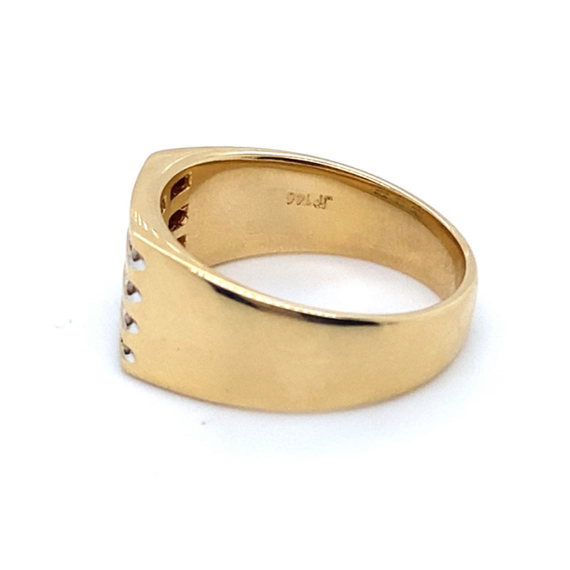 9CT YELLOW GOLD THICKENED TOP DIAMOND MENS DRESS RING VALUED @ $2299