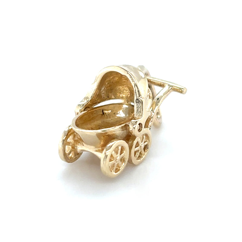 9ct YELLOW GOLD BASSINET PRAM PENDANT