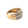 9CT YELLOW & WHITE GOLD THICKENED TOP DIAMOND DRESS RING VALUED @ $2099