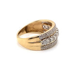 9CT YELLOW & WHITE GOLD THICKENED TOP DIAMOND DRESS RING VALUED @ $2099