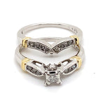 10CT YELLOW & WHITED GOLD DIAMOND WEDDING SET WITH DOUBLE WIRE SHOULDERS