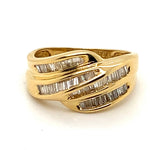 18CT YELLOW GOLD THICKENED TOP BAGUETTE CUT DIAMOND DRESS RING VALUED @ $3399