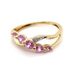 9CT YELLOW GOLD SYNTHETIC PINK SAPPHIRES & DIAMOND DRESS RING TW 1.5g