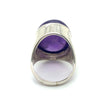 OVAL CABOCHON CUT AMETHYST BEZEL SET IN SILVER RING