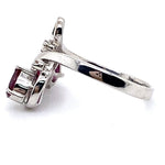 14CT WHITE GOLD SCROLL PATTERN DIAMOND & RUBIES DRESS RING VALUED @ $5799