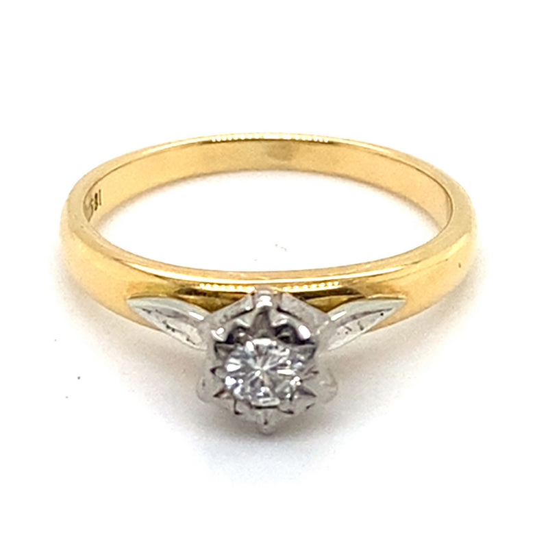 18CT YELLOW GOLD & PALLADIUM DIAMOND DRESS RING VALUED @ $1399