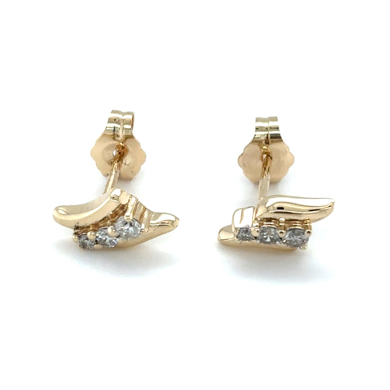 9ct YELLOW GOLD DIAMOND SET STUD EARRINGS