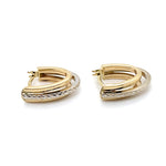 10CT YELLOW & WHITE GOLD 2 TONE TRIPLE HOOP EARRING