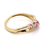 9CT YELLOW GOLD SYNTHETIC PINK SAPPHIRES & DIAMOND DRESS RING TW 1.5g