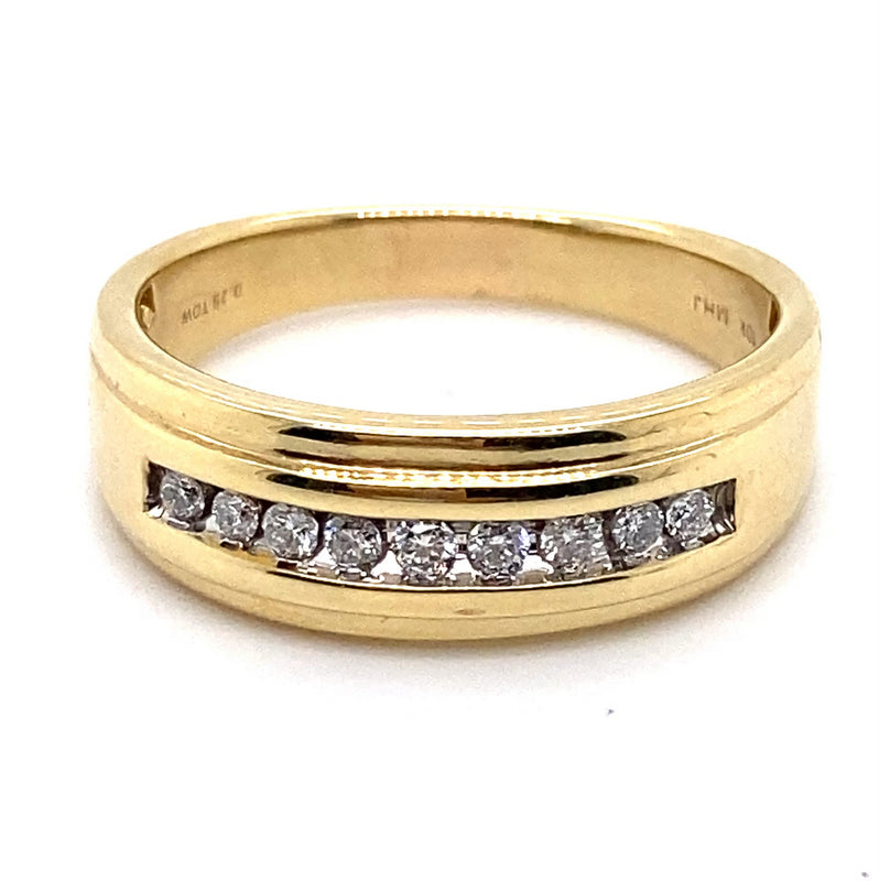 10CT YELLOW GOLD CHANNEL SET DIAMOND MENS DRESS RING VALUED @ $1799